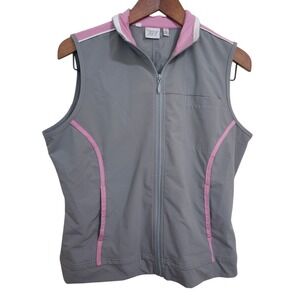 Tail Vest Gray Pink Golf Zip Front Tech‎ Fabric Pockets Reflective Women's Large